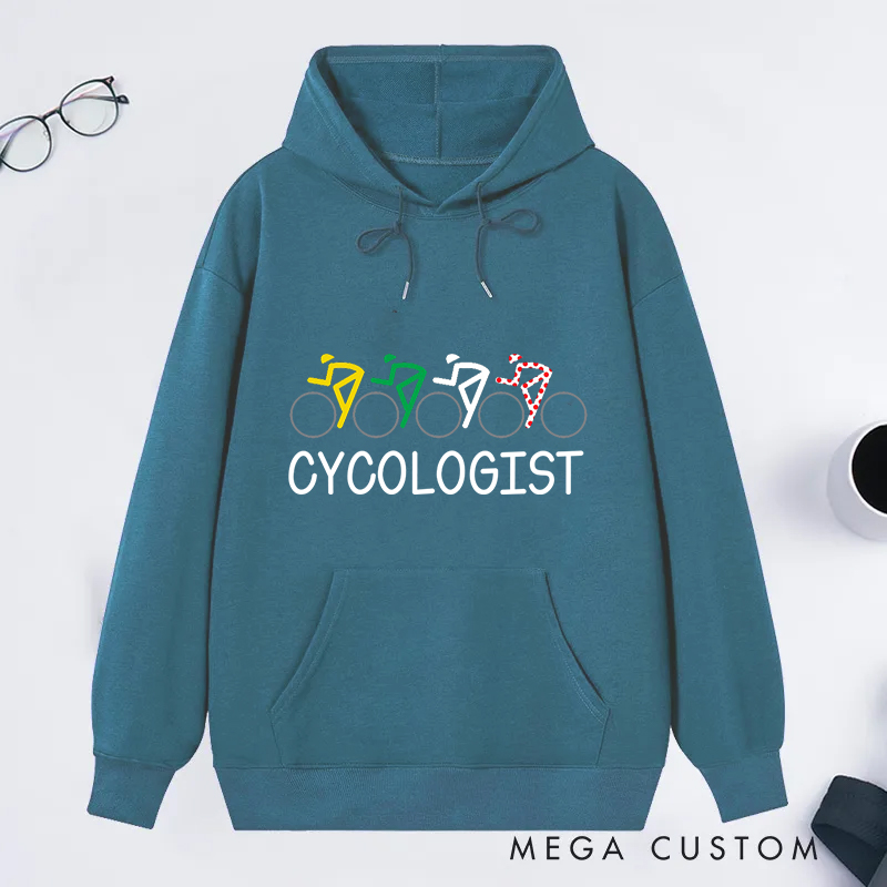 Personalized Bike Lover Cycling Cyclists in Iconic Jersey Colors Four Bikers Classic Hoodies