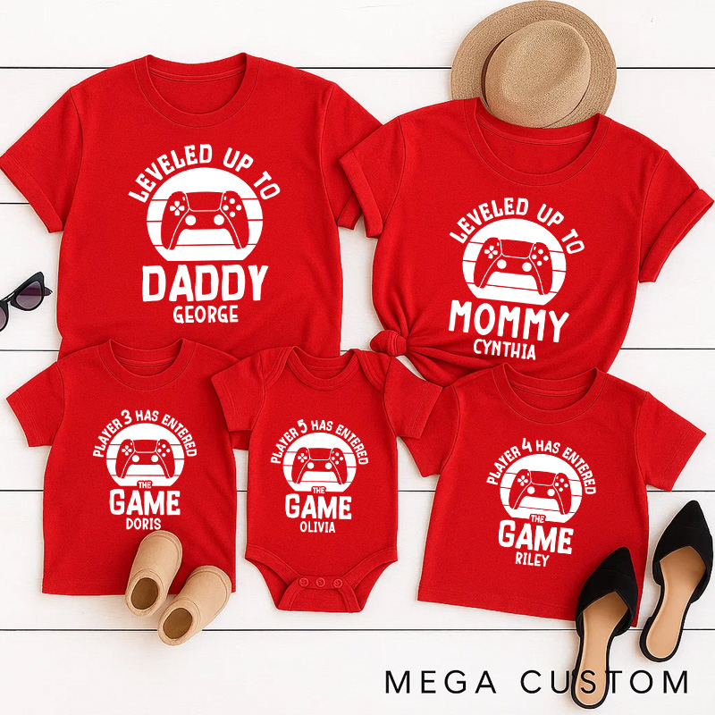 Personalized New Player Family Matching T-Shirts New Father Mother Shirts Funny Gamer Family Shirts Newborn Baby Gift Geek Gaming Shirt Father's Day