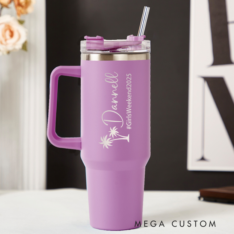 Personalized Girls Weekend 2025 Tumbler 40OZ Stainless Steel Tumbler Beach Vacation Tumblers  Engraved Tumbler Traveling Lover Gift Gift for Her