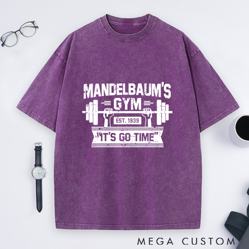 Personalized Retro Fitness Washed T-Shirts with Classic Barbell Design for Fitness Enthusiasts Bodybuilders and Gym Lovers