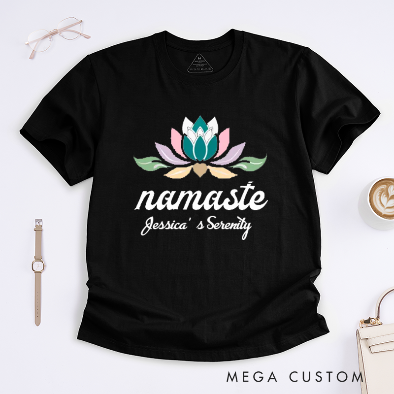 Personalized Lotus Flower Yoga T-Shirt Spiritual Gift for Yoga Lovers Gift for Her Gift for Girlfriend Boho T-shirt Gift Idea