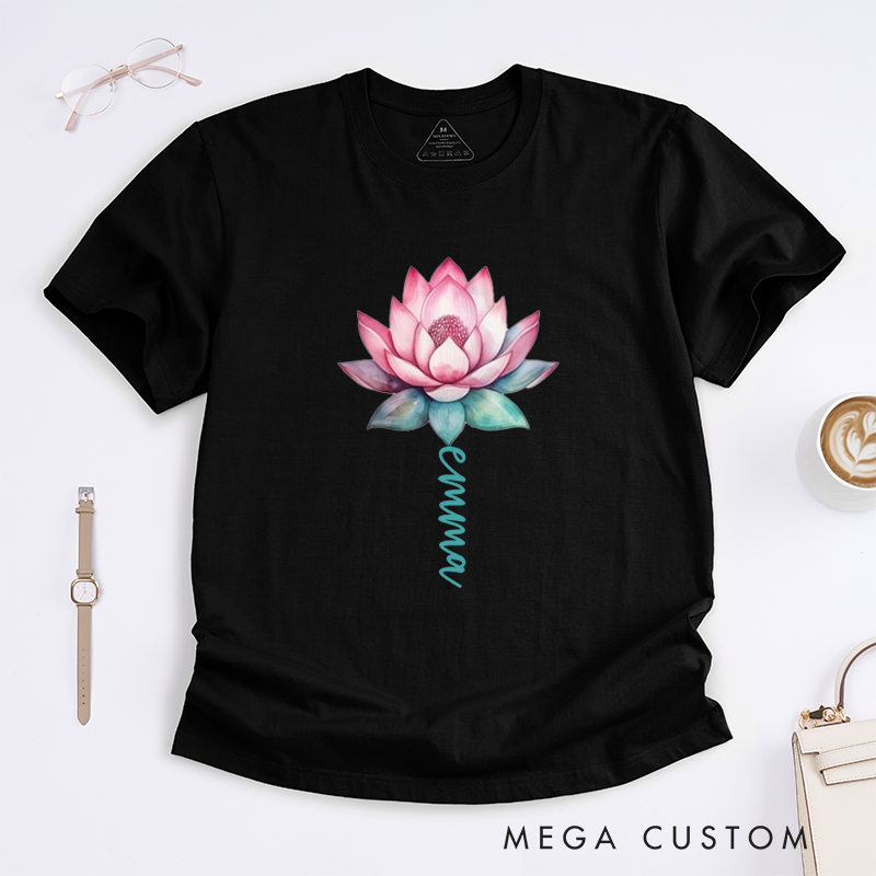 Personalized Watercolor Lotus Flower T-Shirt Namaste T-Shirt Yoga T-Shirt Cute T-Shirt Hippie T-Shirt Meditation T-Shirt