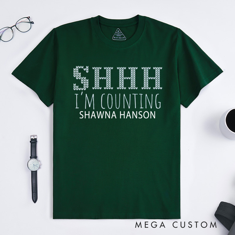 Personalized SHHH I'm Counting Knitting Lover Classic T-Shirts Mother's Day Crocheter Gift Knitter Best Friend's Birthday Gift