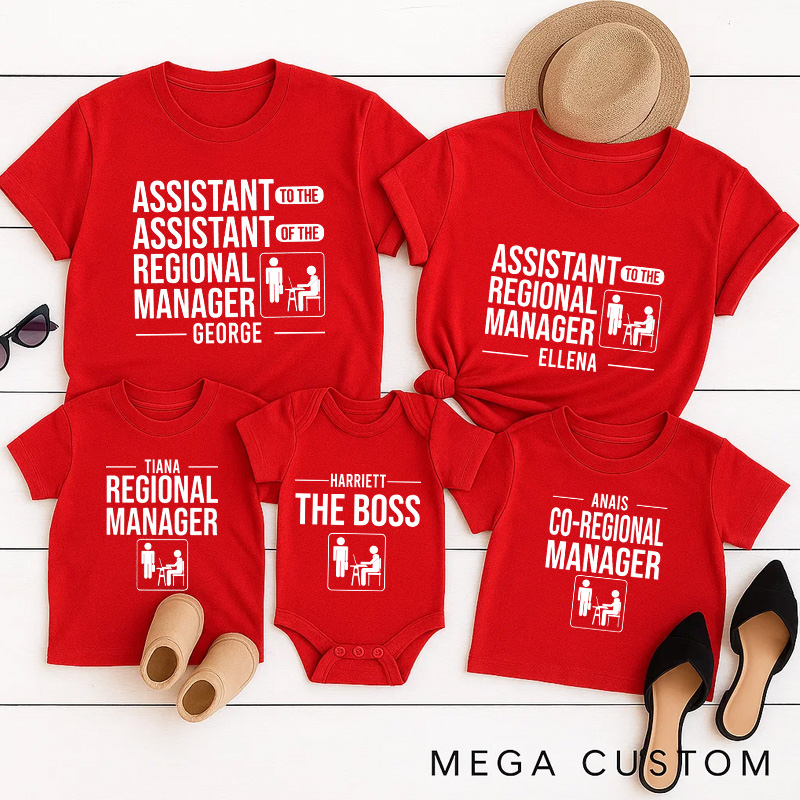 Personalized Regional Manager Funny Family Matching T-Shirts Daily Grind TV Series Family Tshirt Movie TV Show Fan Shirt First Fathers Day Gift