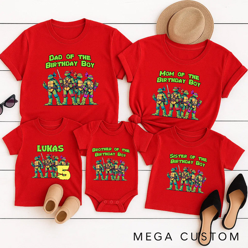 Personalized Turtles Birthday Family T-Shirts Turtles Family Matching Tshirts Birthday Party Shirts for Anime Lovers Birthday Gifts