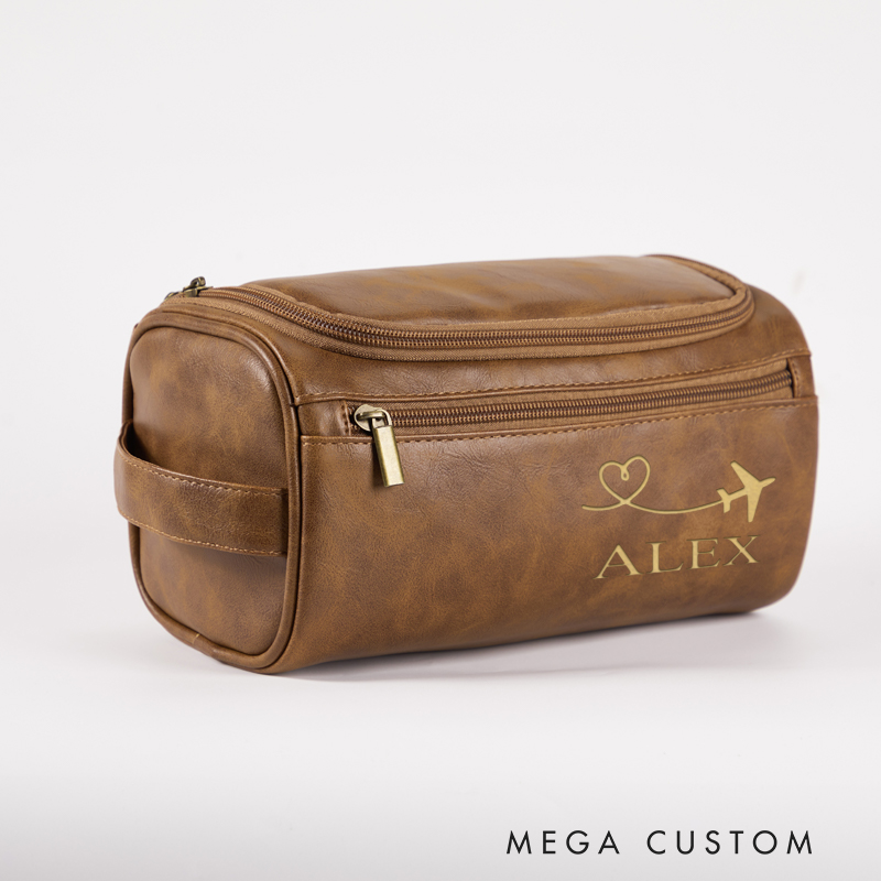 Personalized Traveling Toiletry Bag Leather Toiletry Bag for Traveling Lovers Cool Travel Gift for Dad Him