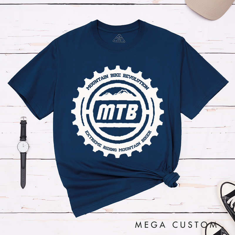 Personalized MTB Revolution Mountain Bike T-Shirt with a Striking Gear-Inspired for Outdoor Adventures Riding Cycling Biking Enthusiasts