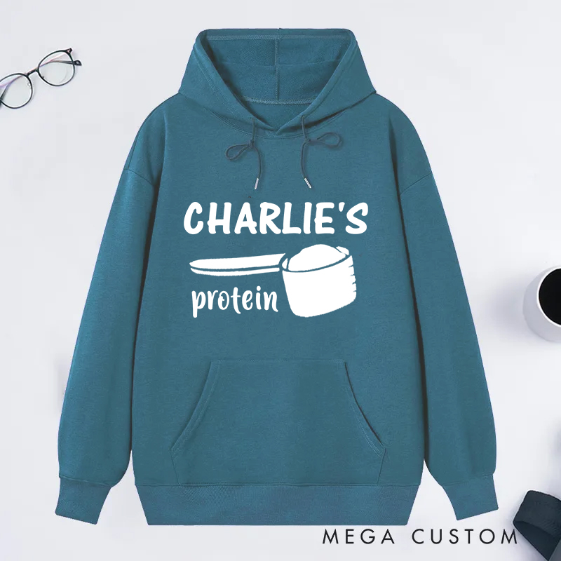 Personalized Protein Classic Hoodies with Protein Scoop Design for Fitness Enthusiasts Bodybuilders and Gym Lovers