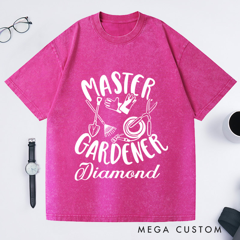 Personalized Master Gardener Washed T-Shirts Custom Gardener Shirt with Name Plant Lover Shirt Gardening Shirt Gardener Gift