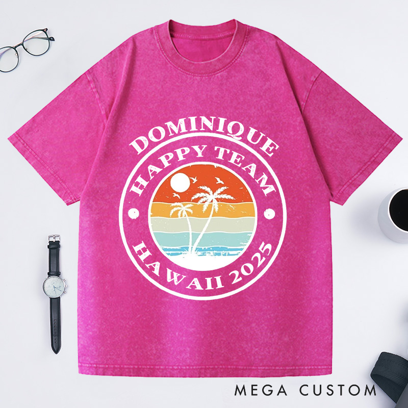 Personalized Summer Travel Washed T-Shirts Vacation Shirts with Name Beech Trip Shirt Gift For Traveler Tee Trip Lover Gift