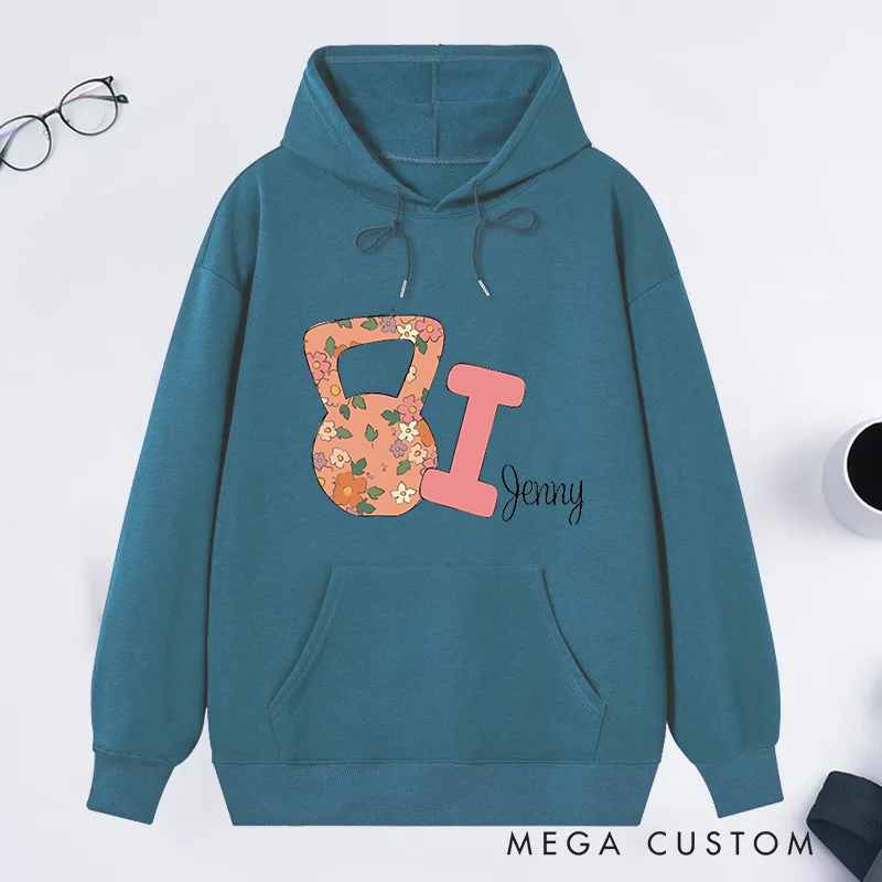 Personalized Kettlebell Classic Hoodies with Stylish Floral Kettlebell Graphic for Fitness Enthusiasts Bodybuilders and Gym Lovers