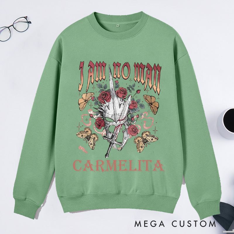 Personalized I Am No Man Classic Sweatshirts Academia Bookish Sweatshirt with Name Fantasy Merch Sweatshirt Reading Fandom Sweatshirt Book Lover Gift