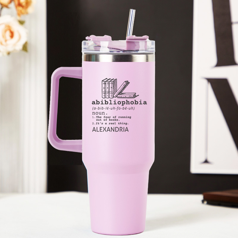 Personalized Abibliophobia Tumbler Book Lover Tumbler 40oz Stainless Steel Tumbler Reader Tumbler Bookish Gift Bookworm Gift