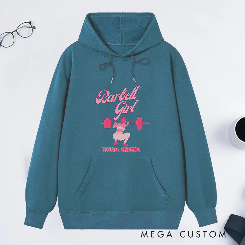 Personalized Gym Classic Hoodies with Pink Barbell Graphic for Fitness Enthusiasts Bodybuilders and Gym Lovers