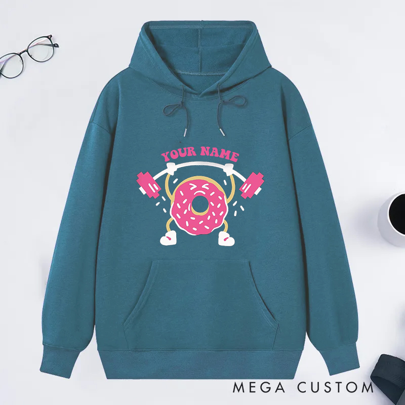 Personalized Fitness Classic Hoodies with Fun Donut Weightlifting Design for Fitness Enthusiasts Bodybuilders and Gym Lovers