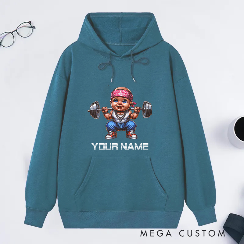 Personalized Fitness Classic Hoodies with Cute Baby Weightlifting Design for Fitness Enthusiasts Bodybuilders and Gym Lovers