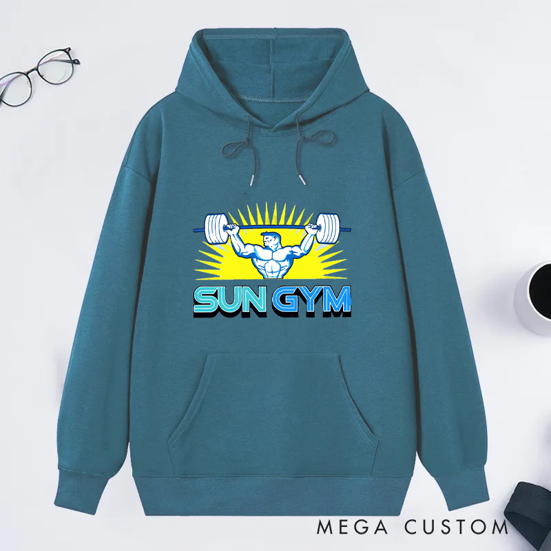 Personalized Fitness Classic Hoodies with Bodybuilder and Sunshine Logo for Fitness Enthusiasts Bodybuilders and Gym Lovers