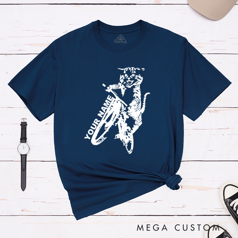 Personalized Cat Cyclist T-Shirt for Outdoor Adventures Riding Cycling Biking Enthusiasts