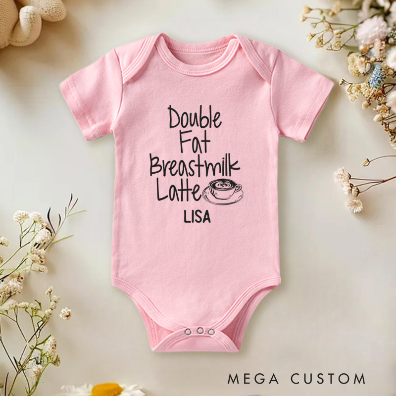 Personalized Double Fat Breastmilk Latte Humorous Parenting Design Baby Onesie