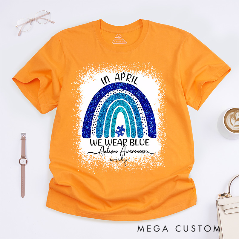 Personalized In April We Wear Blue T-Shirt  Rushstroke Autism Gift