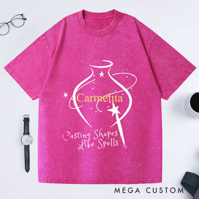 Personalized Casting Shapes Like Spells Washed T-Shirts Wizard Pottery Shirt Customized Name Shirt Gift for Pottery Lover Gift