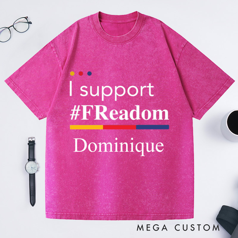 Personalized I Support FReadom Washed T-Shirts Librarian Reading T-shirt Bookish Tshirt Book Lover Shirt Gift