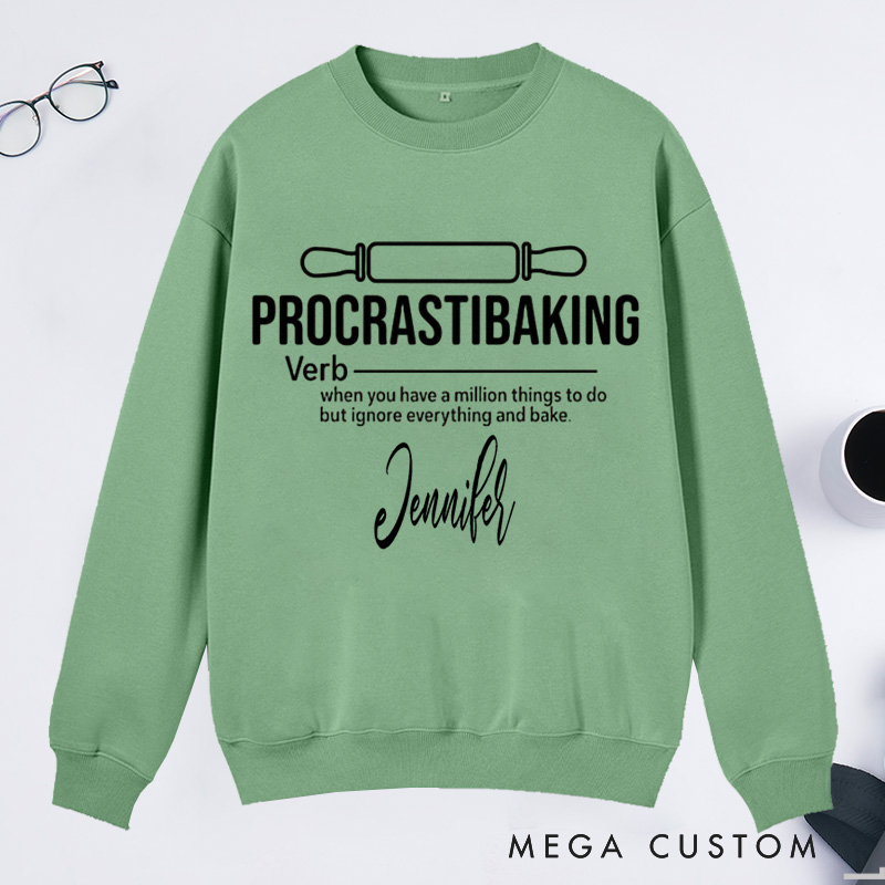 Personalized Procrastibaking Classic Sweatshirts Meaning Shirt Cooking Sweatshirts Baker Gift Baker Chef Sweatshirts Baking Definition Cooking Gifts