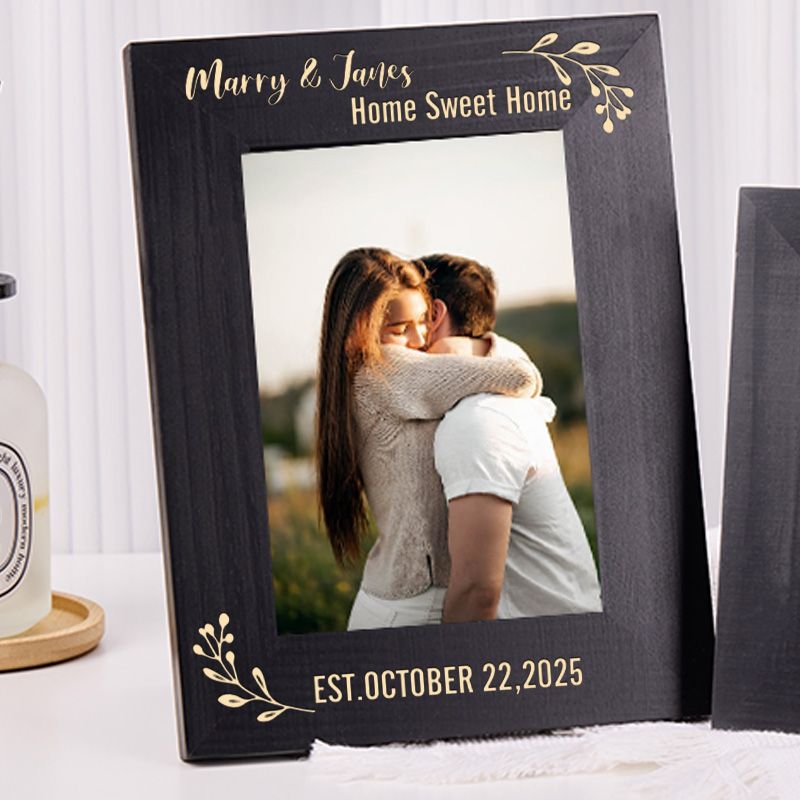 Personalized Wedding Photo Frame Custom Engraved Picture Frame Photo Frame Gift for Couples Home Sweet Home Gifts Anniversary Gift Home Decor