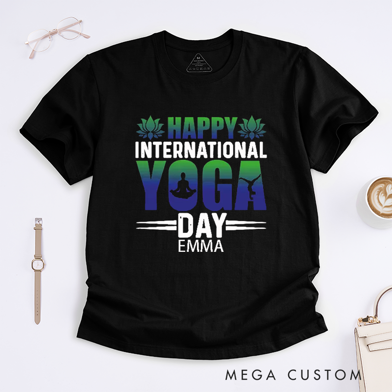 Personalized Happy International Yoga Day T-Shirt Lotus T-Shirt Yoga Lover T-Shirt Mandala T-Shirt Meditating Gift