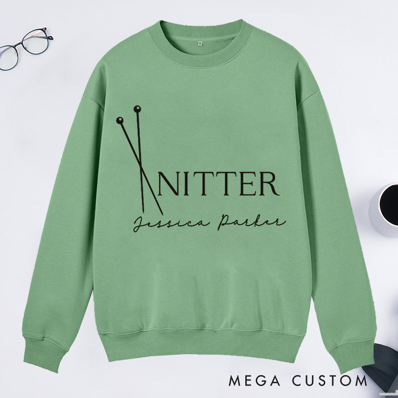 Personalized Knitter Needles Classic Sweatshirts Knitting Sweatshirts Knitting Sweatshirts Knitting Gift Knitter Gift Knitting Yarn Lover