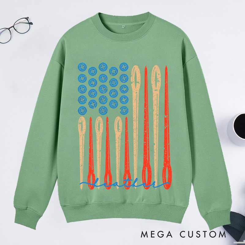 Personalized Sewing Flag Classic Sweatshirts Sewing Gift Love Sewing Gifts For Her Sewing Gifts Women