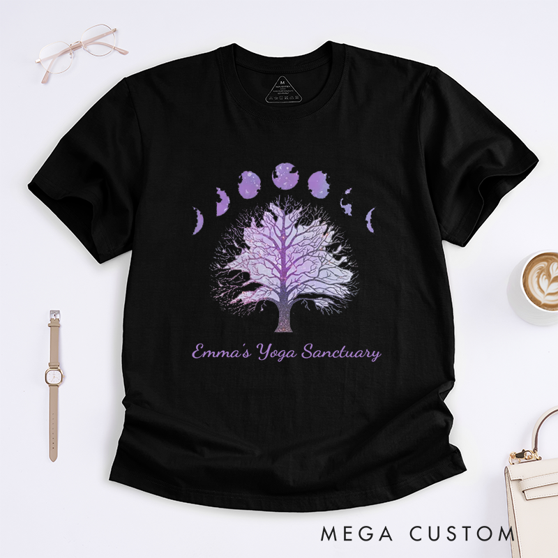 Personalized Tree of Life Yoga T-Shirt Moon Phases T-Shirt Yoga Gift Meditation T-Shirt Yoga T-shirt Yoga Instructor Gift for Yoga Lover