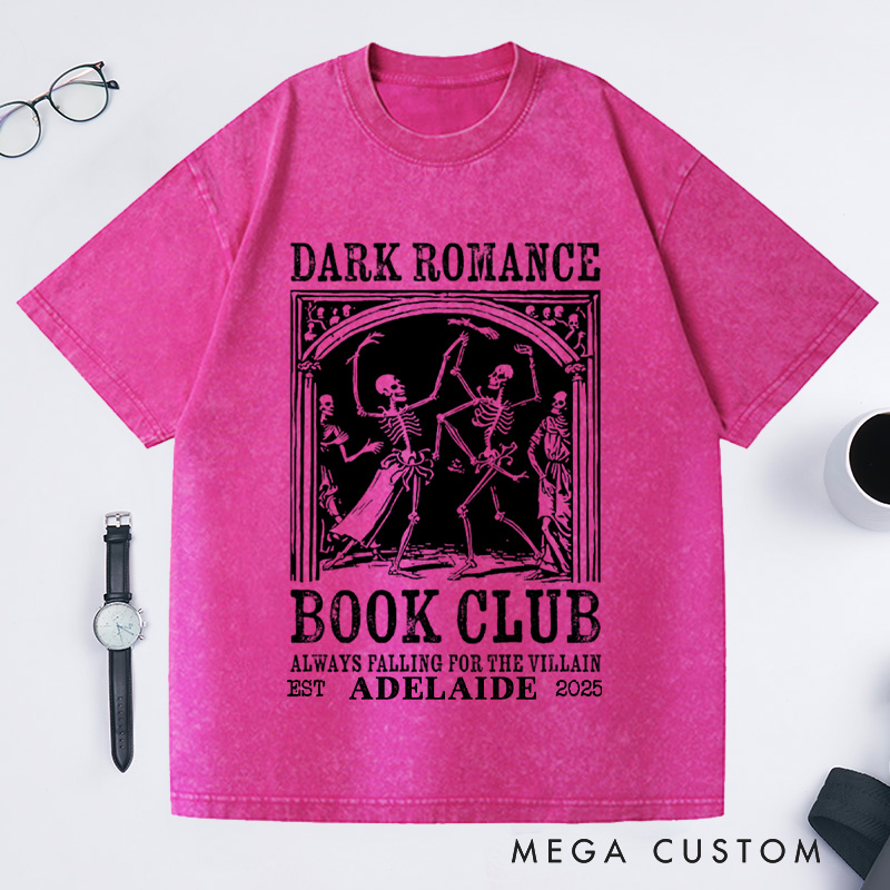 Personalized Dark Romance Book Club Washed T-Shirts, Trendy Literature Shirt Romance Book Shirt Dark Academia Tee Book Lover Gift