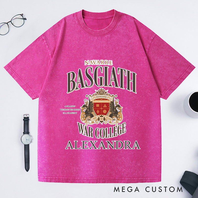 Personalized Basgiath War College Shirt Fourth Wing Washed T-Shirts Reading T-Shirt Birthday Gift for Book Lovers