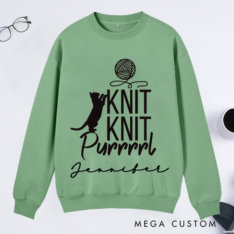 Personalized Cat Lover Classic Sweatshirts Funny Crocheting Sweatshirts