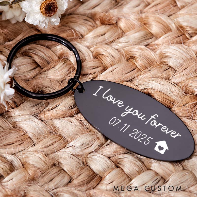 Personalized Housewarming Couples Keychain with Photo First Home Gift for Home Owner New Home Keyring Custom House Tag Housewarming Gifts Moving Gift