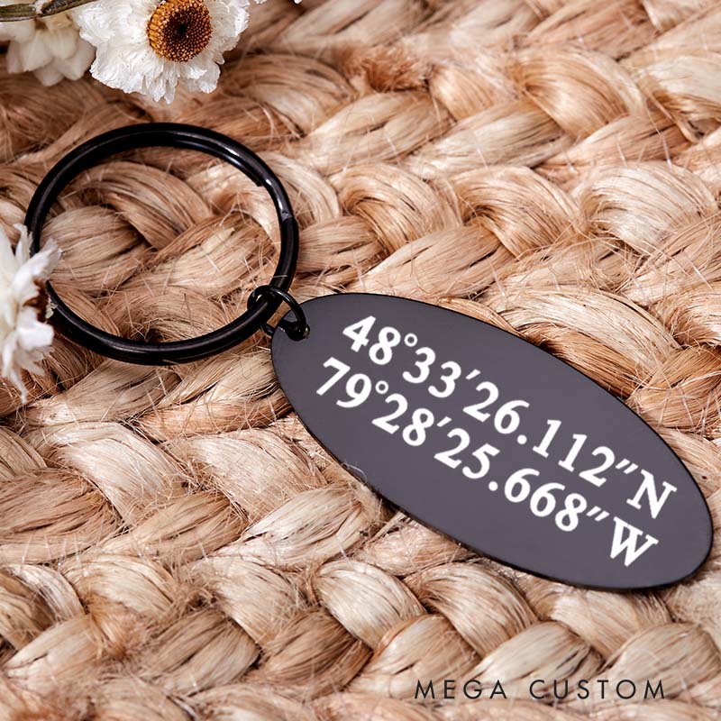 Personalized Longitude Latitude Keyring New Home Keychain Housewarming Key Chain Moving House Gift Housewarming Gift for Homeowner