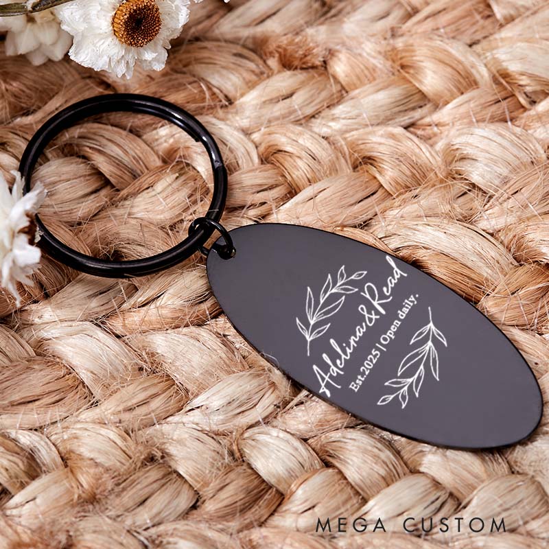 Personalized New Home Keyring with Couples Name Engraved House Warming Key Chain Moving House Gift First Home Keyrings His and Hers Homeowner