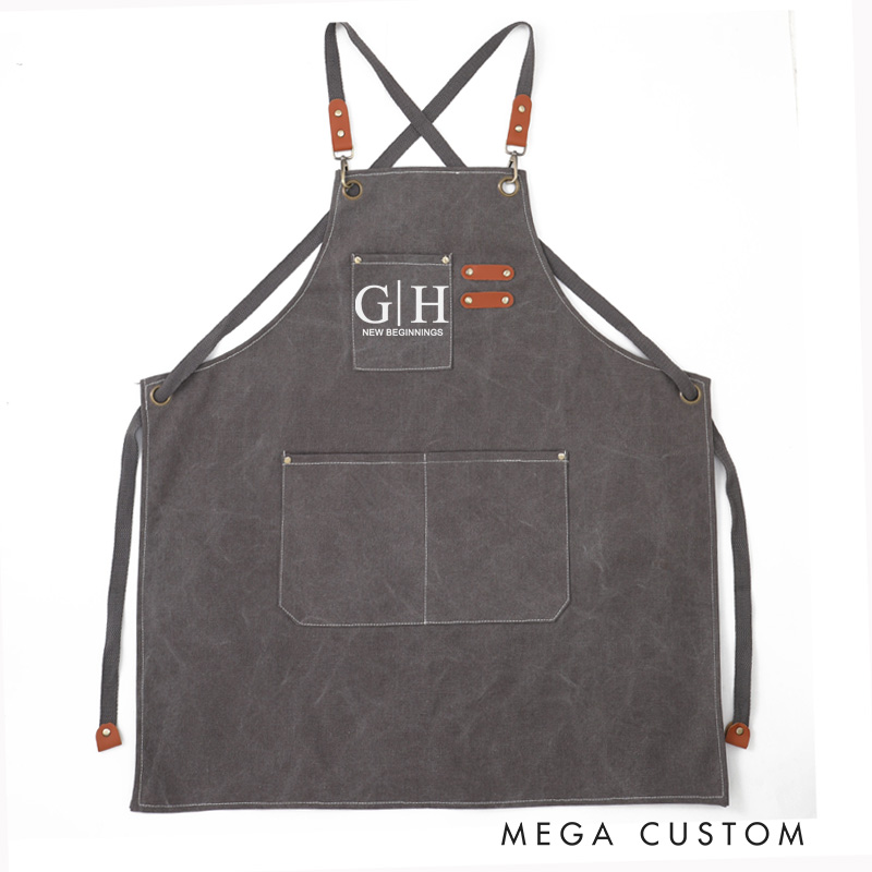 Personalized Housewarming Apron with Name Monogrammed Canvas Apron with Pockets Chef Apron New Home Gift Housewarming Gift