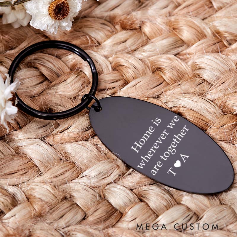 Personalized Home Is Wherever We are Together Keychain New Home Couples Keyring House Warming Key Chain Moving House Gift Housewarming Gift Homeowner