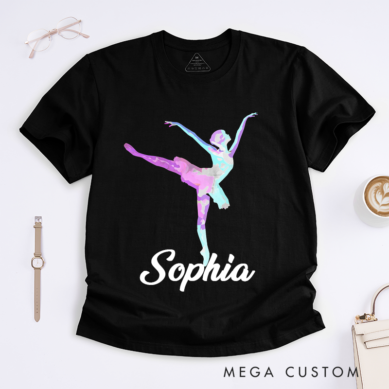 Personalized Ballet Dancer T-Shirts Custom Name Gift Artistic Dance Classic Tee for Dancers Present Unique Ballerina Design