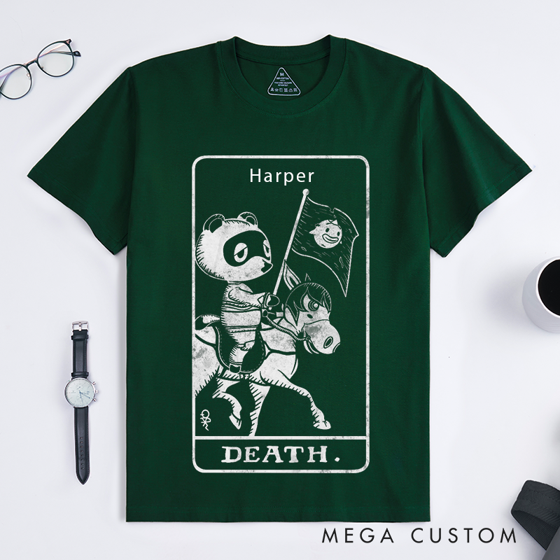 Personalized Tarot Lovers Classic T-Shirts Unique Death Card Design Gift for Friends Casual T-Shirts