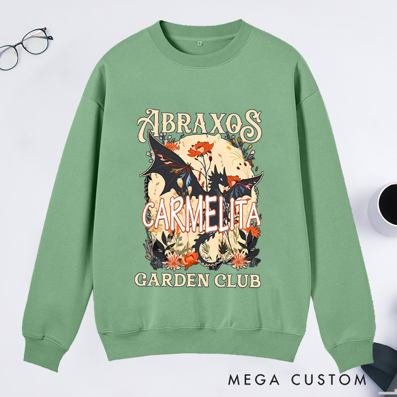 Personalized Garden Club Classic Sweatshirts Fantasy Book Lover Sweatshirt with Name Gardening Lover Gift Plant Lover Gift Bookish Gift