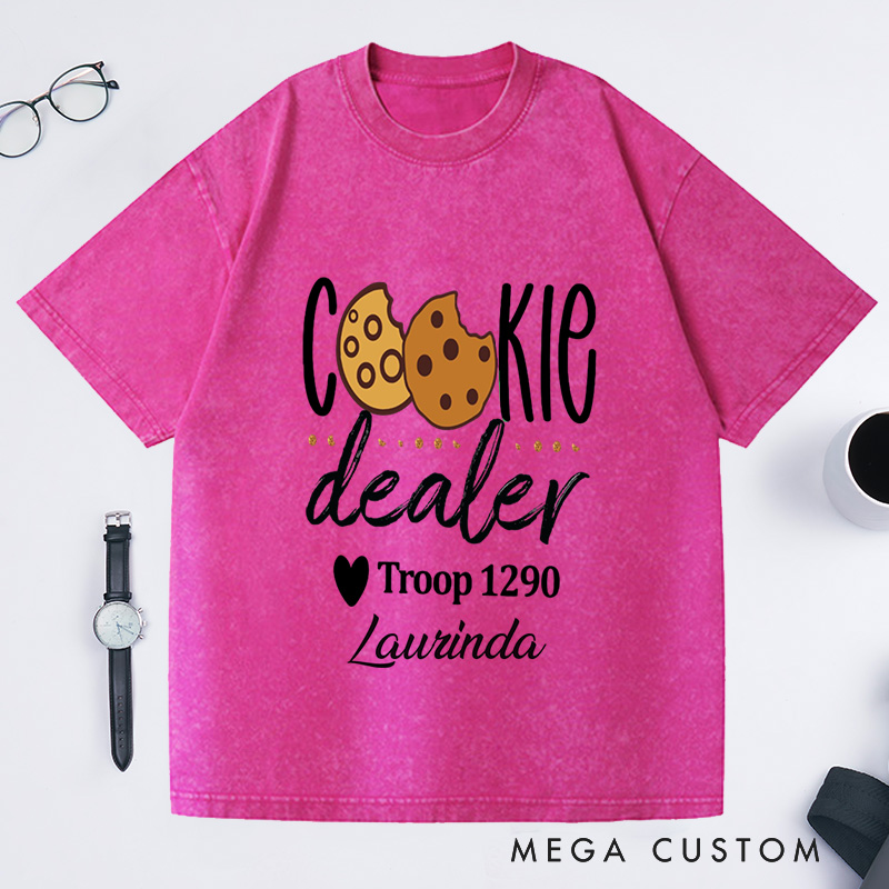 Personalized Cookie Dealer Washed T-Shirts Custom Cookie Dealer Troop Number Shirt