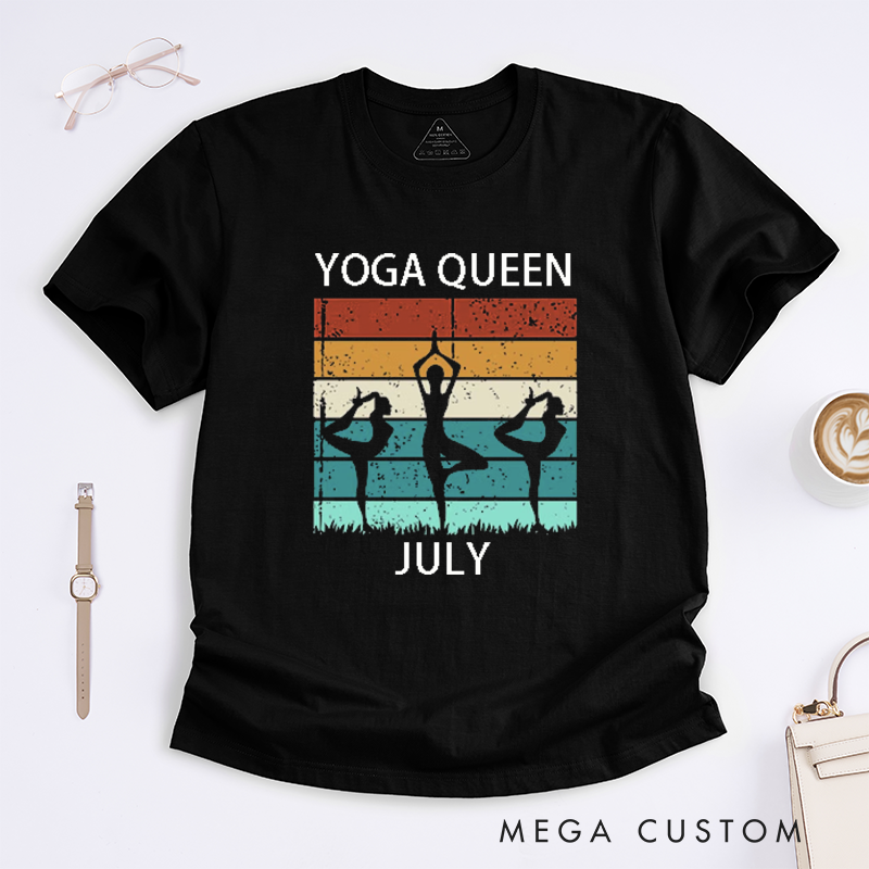 Personalized Yoga Queen Retro T-Shirt Yoga Poses T-Shirt Yoga Fashion T-Shirt Yoga Lover T-Shirt for Gift