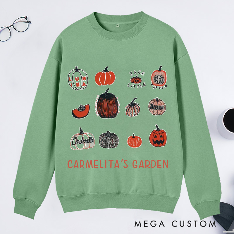 Personalized Pumpkin Classic Sweatshirts Gardener Sweatshirt with Name Halloween Sweatshirt Plant Lover Gift Gardening Lovers Gift