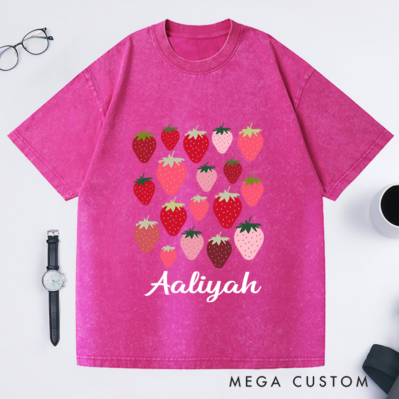 Personalized Strawberries Washed T-Shirts Aesthetic Shirt Strawberry Birthday Shirt Fruit Shirt Strawberry Shirt Plant Shirt Gardening Shirt Plant Lover