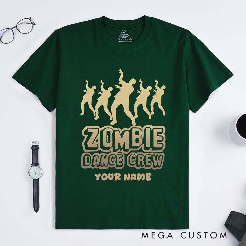 Personalized Zombie Dance Crew T-Shirts Custom Name Funny Halloween Gift for Men Unique Undead Dancer Graphic Tee Present for Dance Lovers