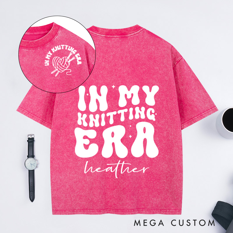 Personalized In My Knitting Era Washed T-Shirts Knitting Shirt Cute Knitting T-Shirt Knitting Gift Love to Knit Knitting Lover Shirt Knitter Tee