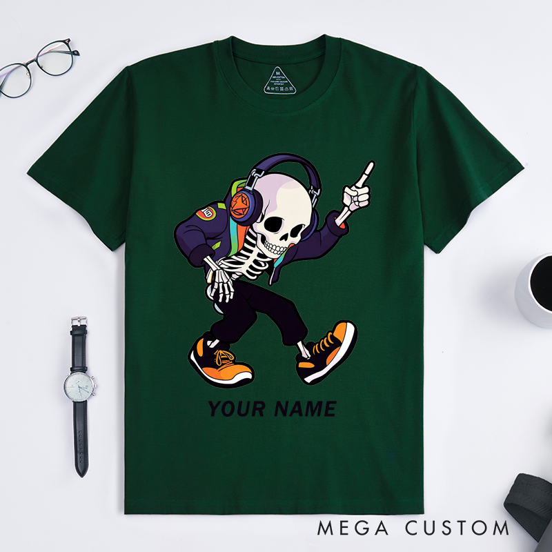 Personalized Skeleton Dancing T-Shirts Cool Hip Hop Street Style Custom Name Gift for Dance Lovers Unique Dance Outfit for Men Teen Boys